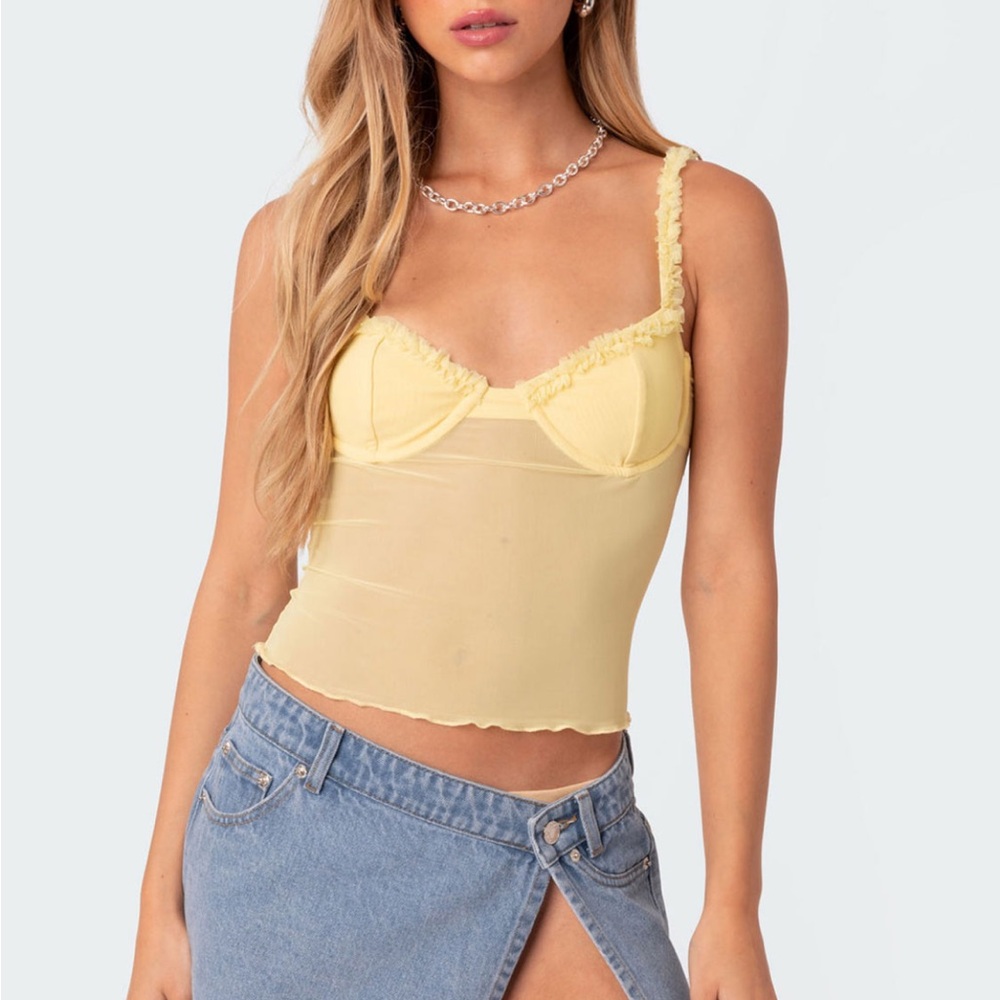 Edikted Macy Sheer Mesh Bra Top